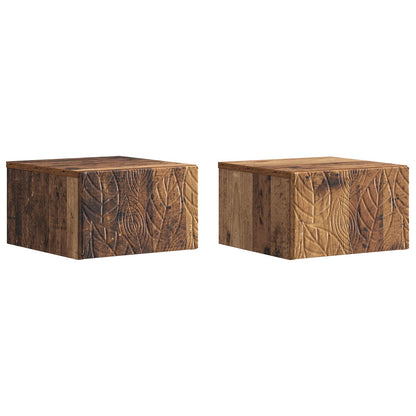vidaXL Wall-Mounted Bedside Cabinet 2 pcs Old Wood 49 x 34.5 x 20 cm 2