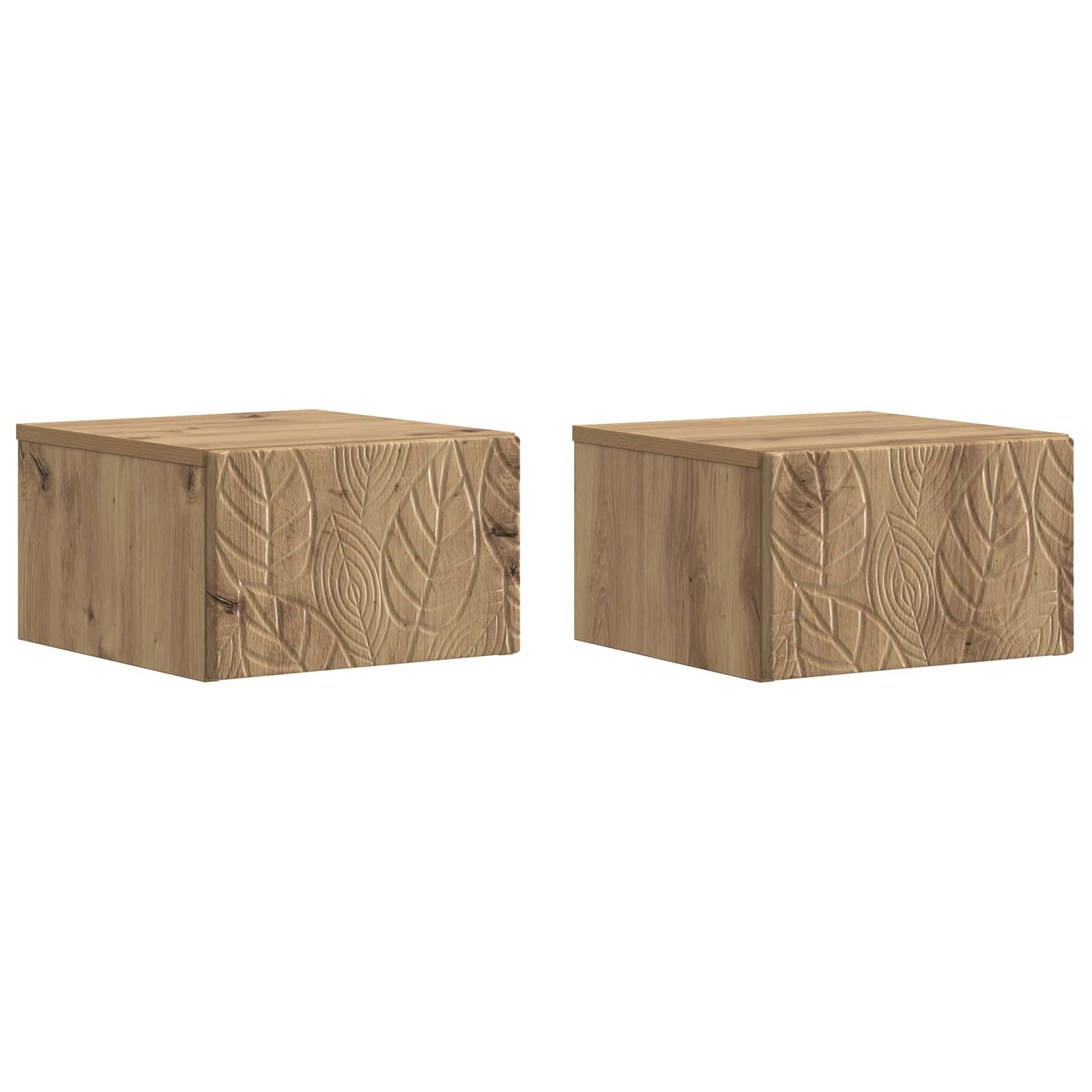 vidaXL Wall-Mounted Bedside Cabinet 2 pcs Artisan Oak 2