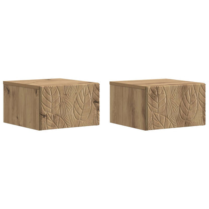 vidaXL Wall-Mounted Bedside Cabinet 2 pcs Artisan Oak 2