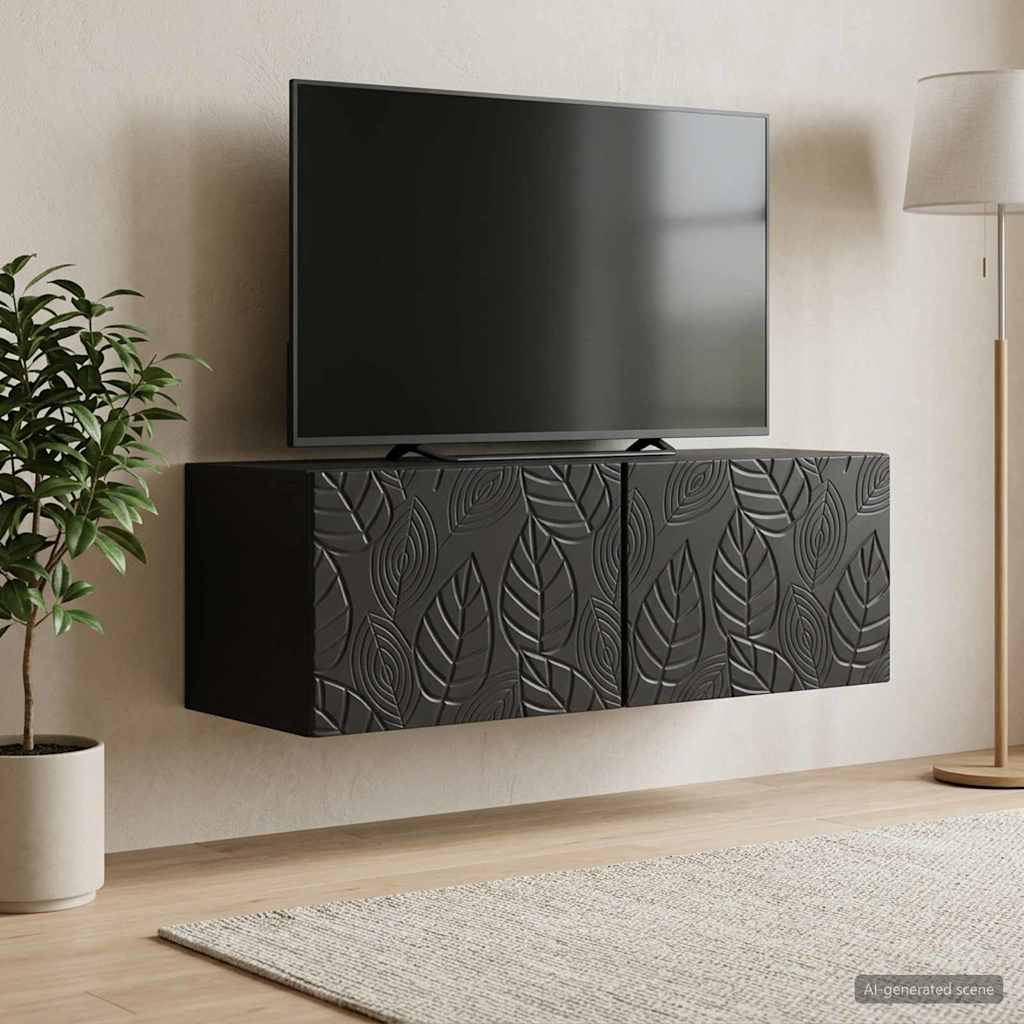 vidaXL Wall-Mounted TV Cabinet 78.5 x 41 x 30 cm Black Engineered Wood 3