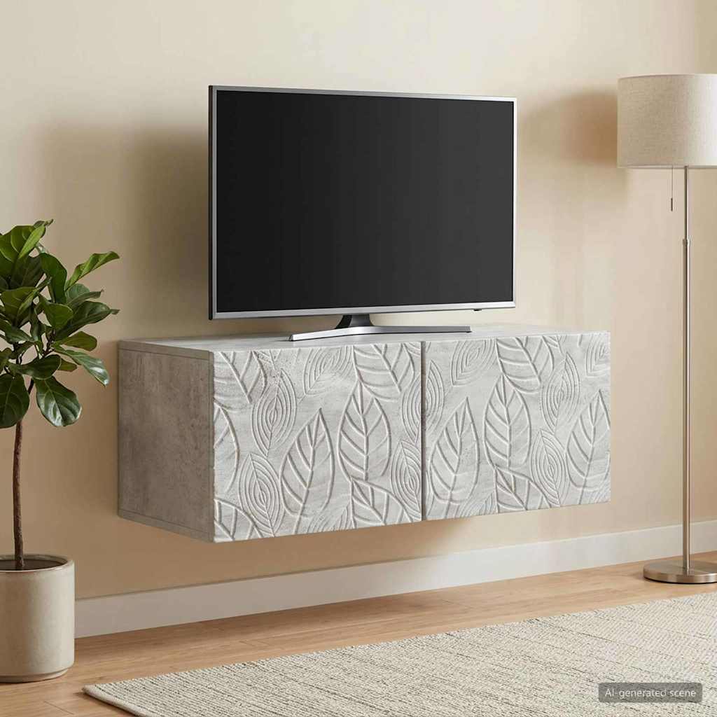vidaXL Wall-Mounted TV Cabinet 78.5 x 41 x 30 cm Concrete Grey 3