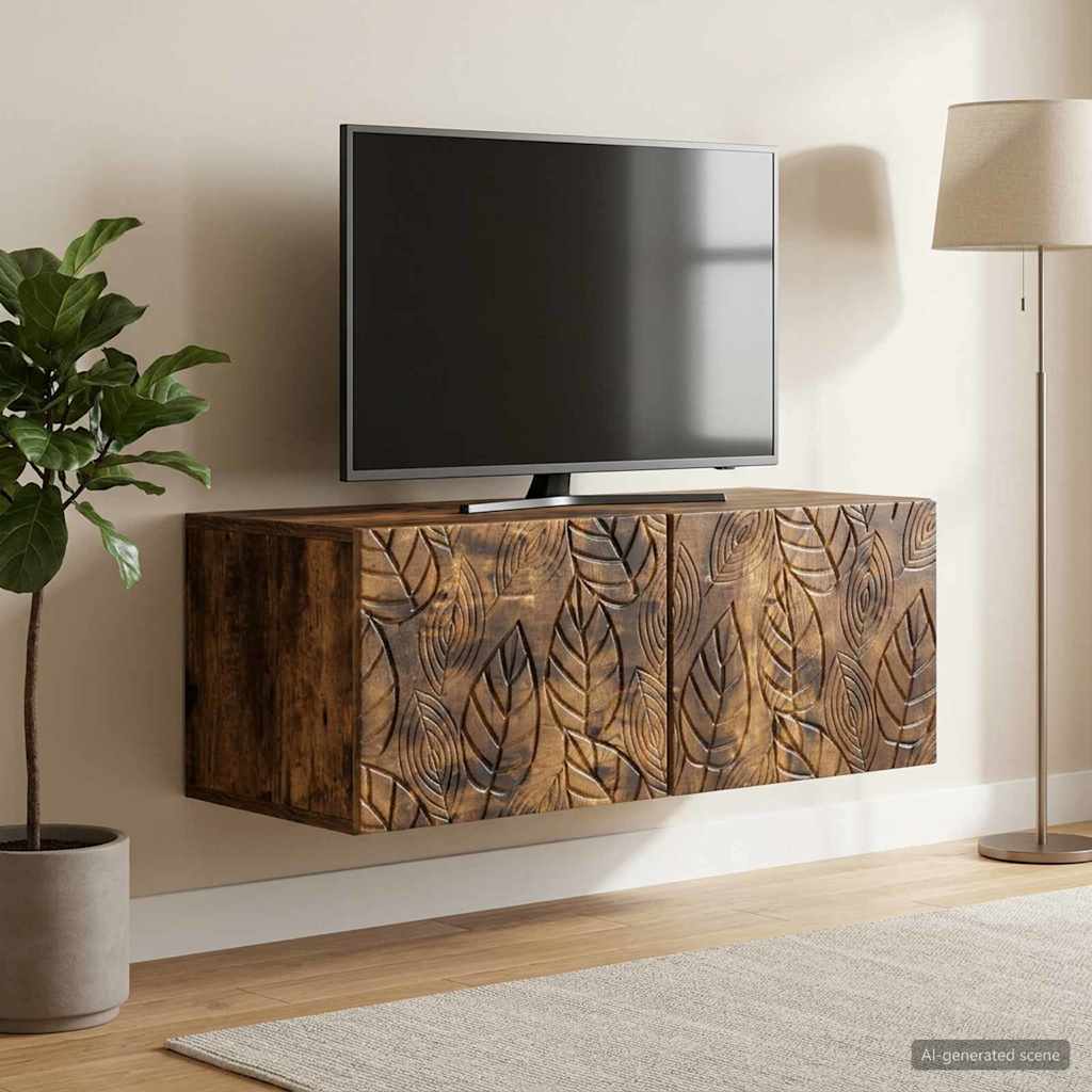 vidaXL Wall-Mounted TV Cabinet 78.5 x 41 x 30 cm Smoked Oak 3