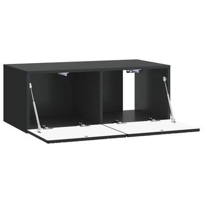 vidaXL Wall-Mounted TV Cabinet 98 x 41 x 30 cm Black Engineered Wood 4