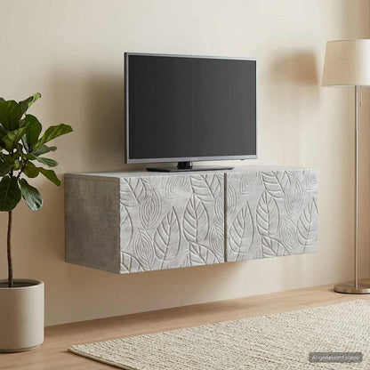 vidaXL Wall-Mounted TV Cabinet 98 x 41 x 30 cm Concrete Grey 3