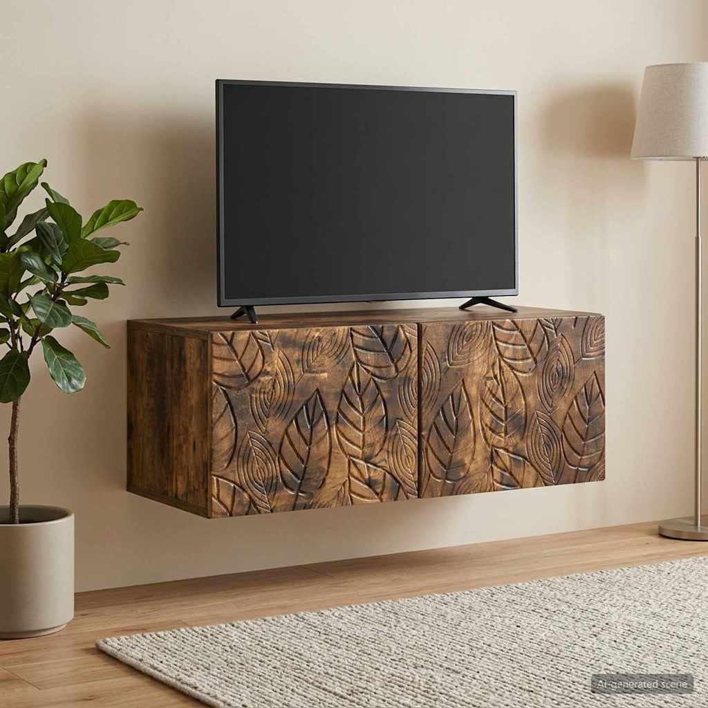 vidaXL Wall-Mounted TV Cabinet 98 x 41 x 30 cm Smoked Oak 3