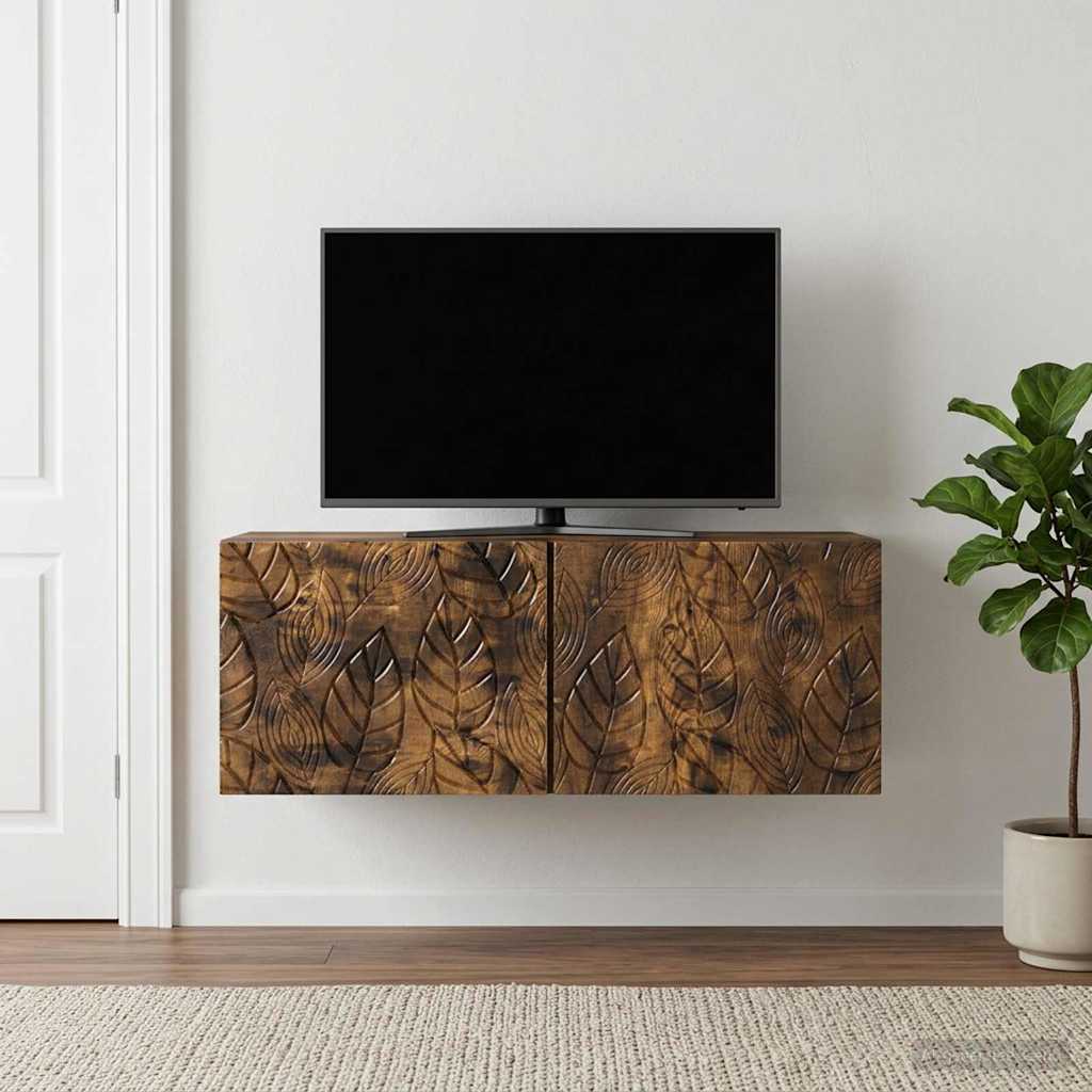vidaXL Wall-Mounted TV Cabinet 98 x 41 x 30 cm Smoked Oak 1