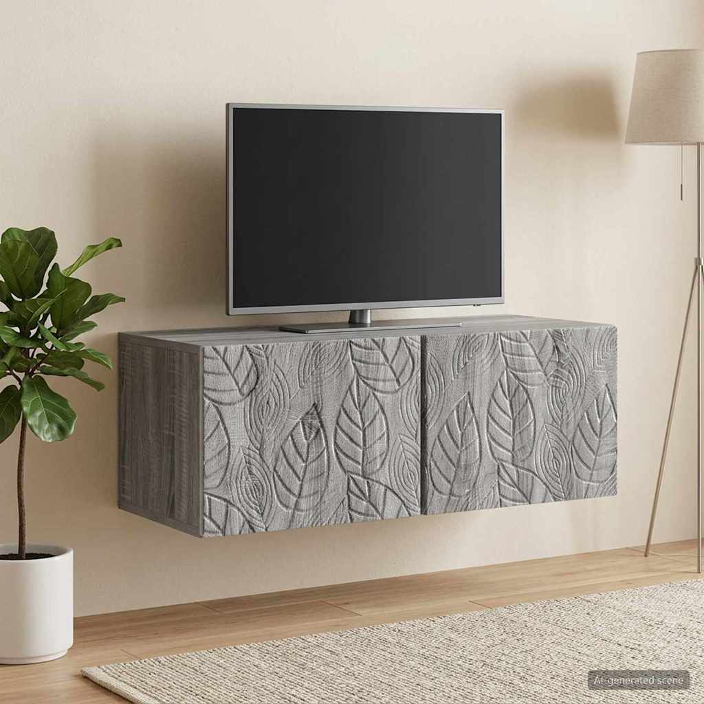 vidaXL Wall-Mounted TV Cabinet 98 x 41 x 30 cm Grey Sonoma 3