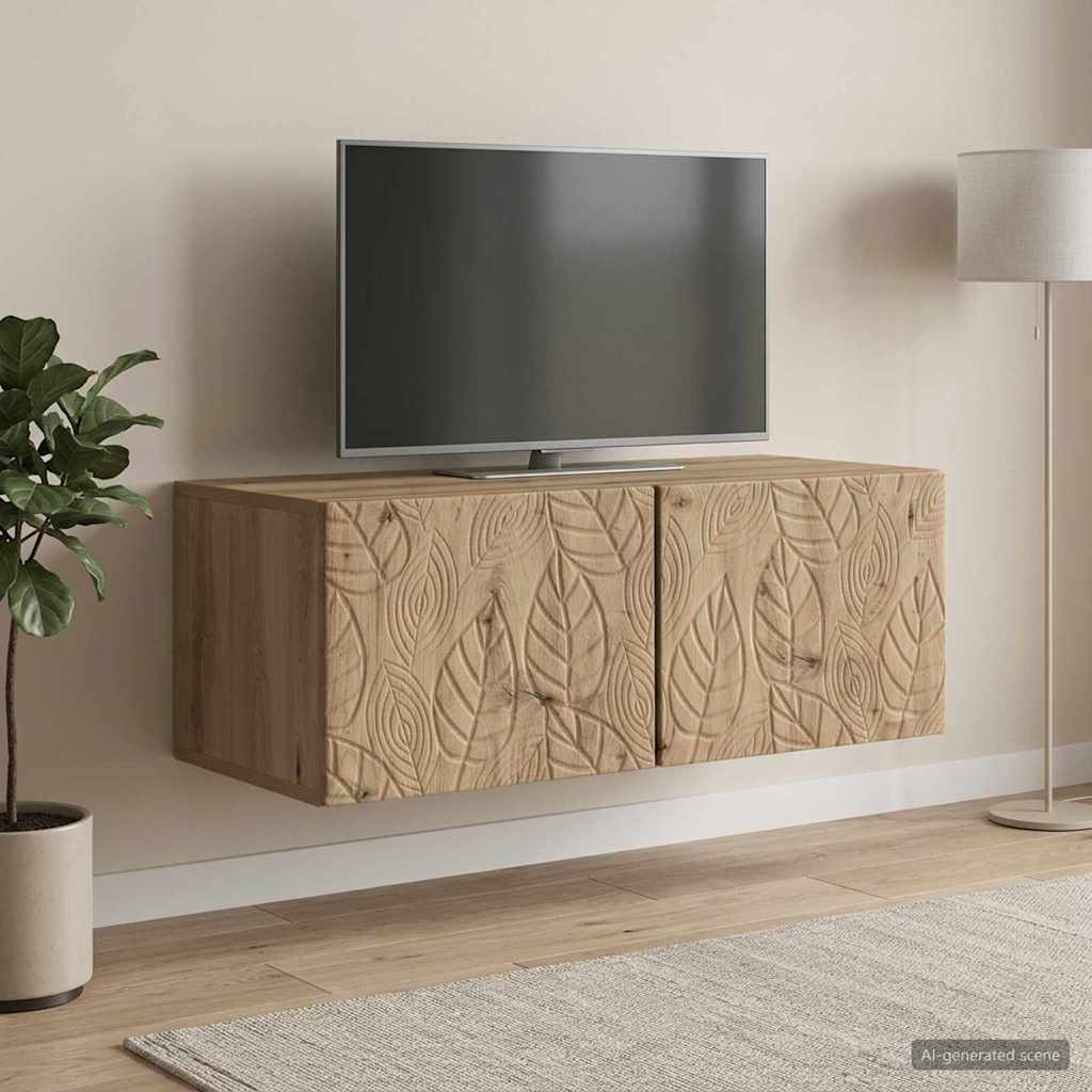 vidaXL Wall-Mounted TV Cabinet 98 x 41 x 30 cm Artisan Oak 1
