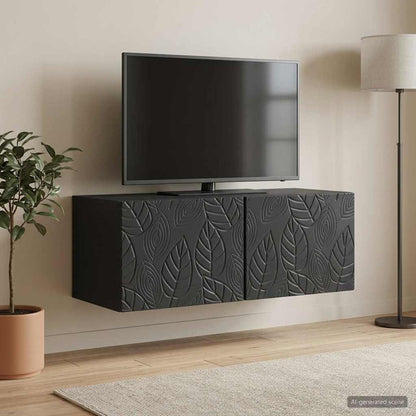 vidaXL Wall-Mounted TV Cabinet 98 x 31 cm Black Engineered Wood 1