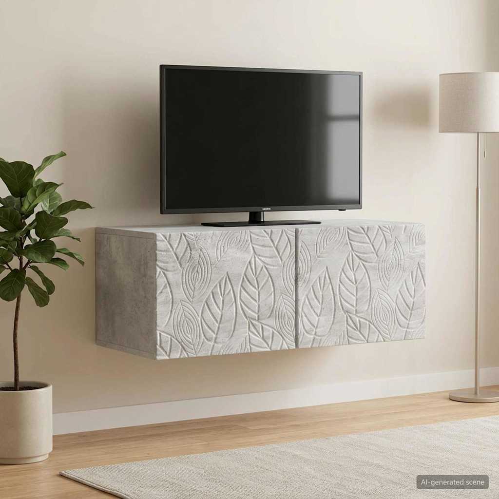 vidaXL Wall-Mounted TV Cabinet 98 x 31 cm Concrete Grey 1