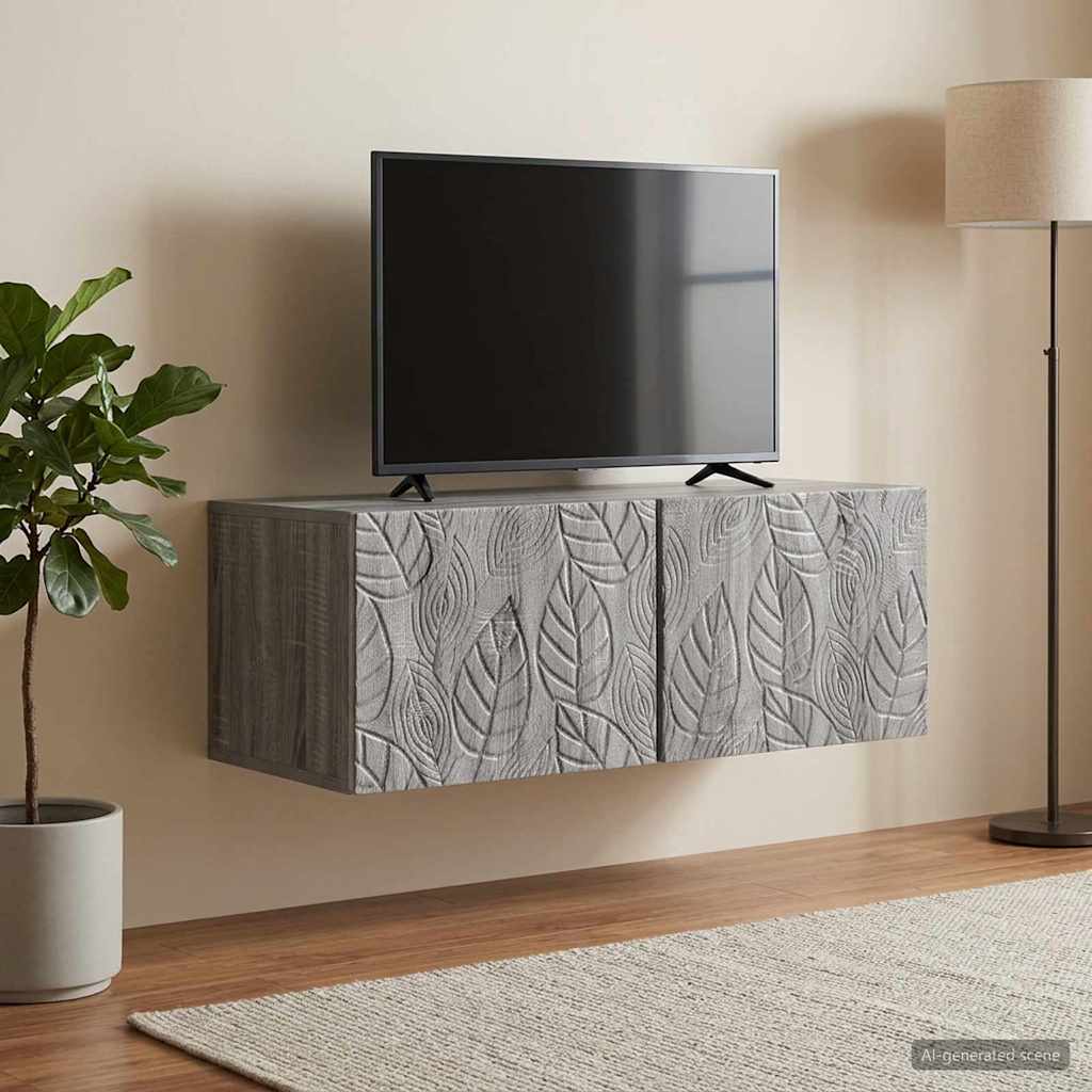 vidaXL Wall-Mounted TV Cabinet 98 x 31 cm Grey Sonoma Engineered Wood 3