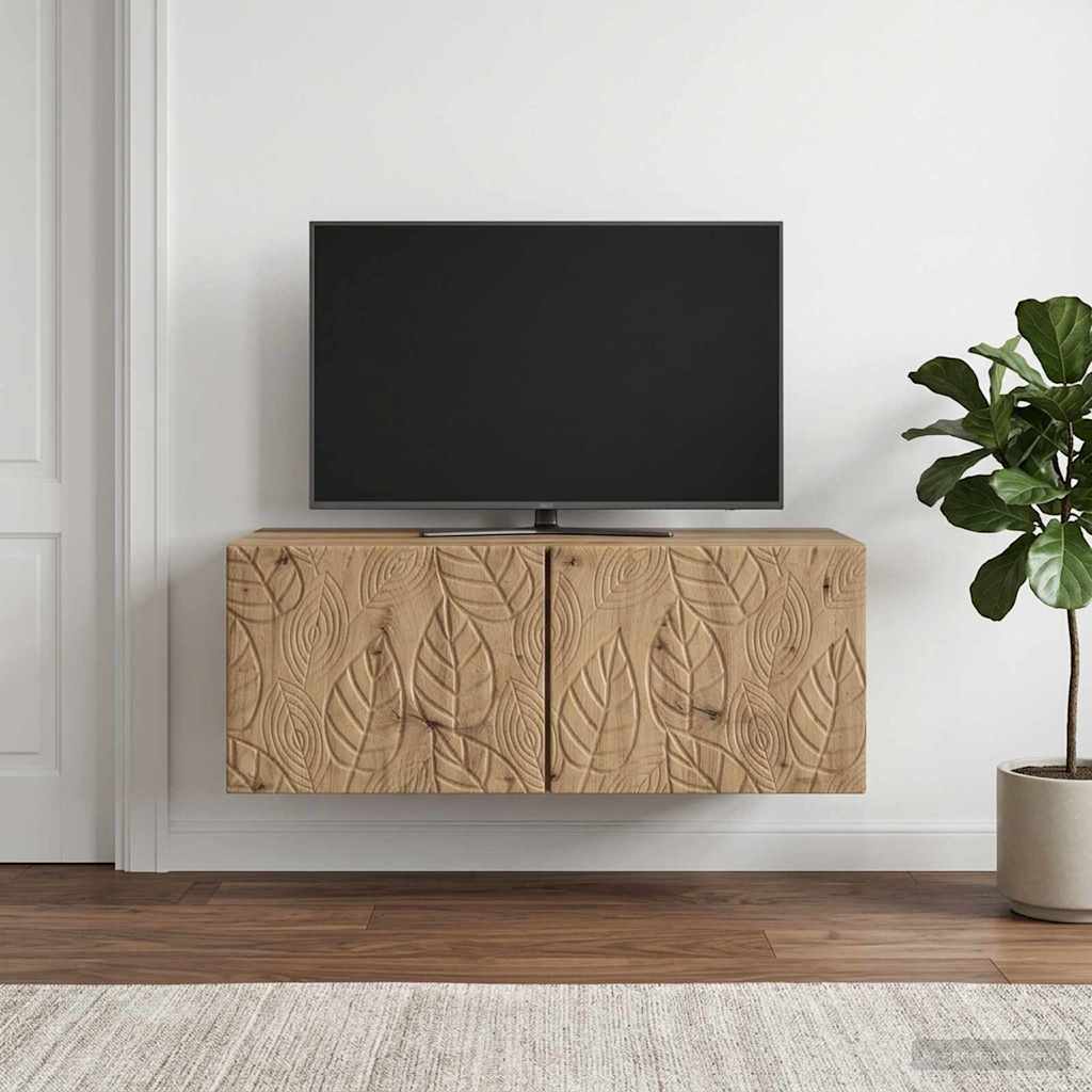 vidaXL Wall-Mounted TV Cabinet 98 x 31 cm Artisan Oak Engineered Wood 3