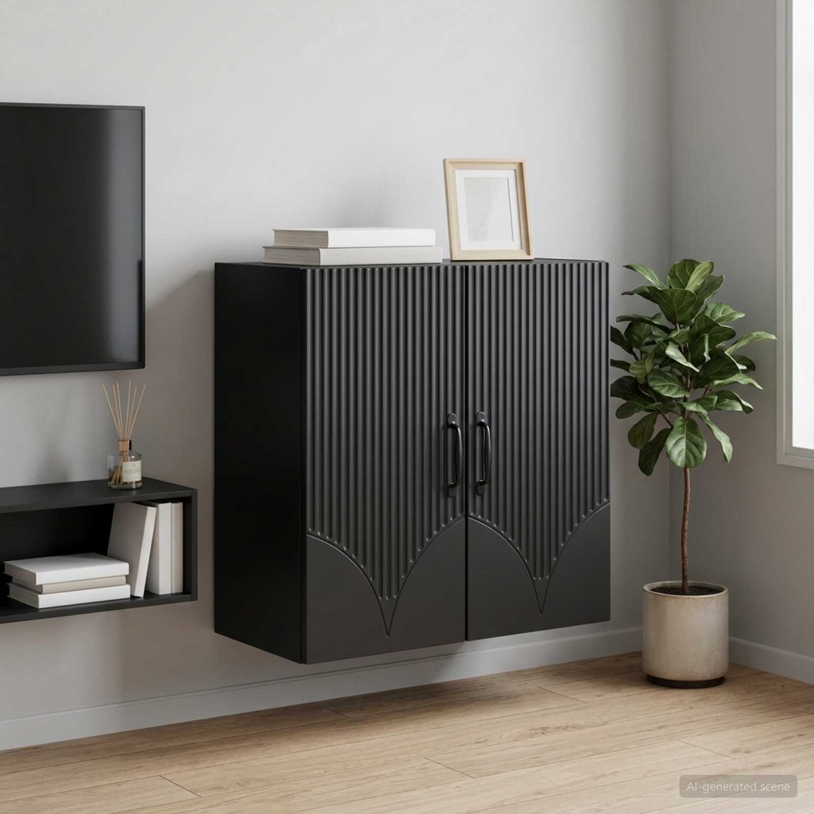 vidaXL Wall-Mounted Cabinet 59 x 31 x 60 cm Engineered Wood Black 1