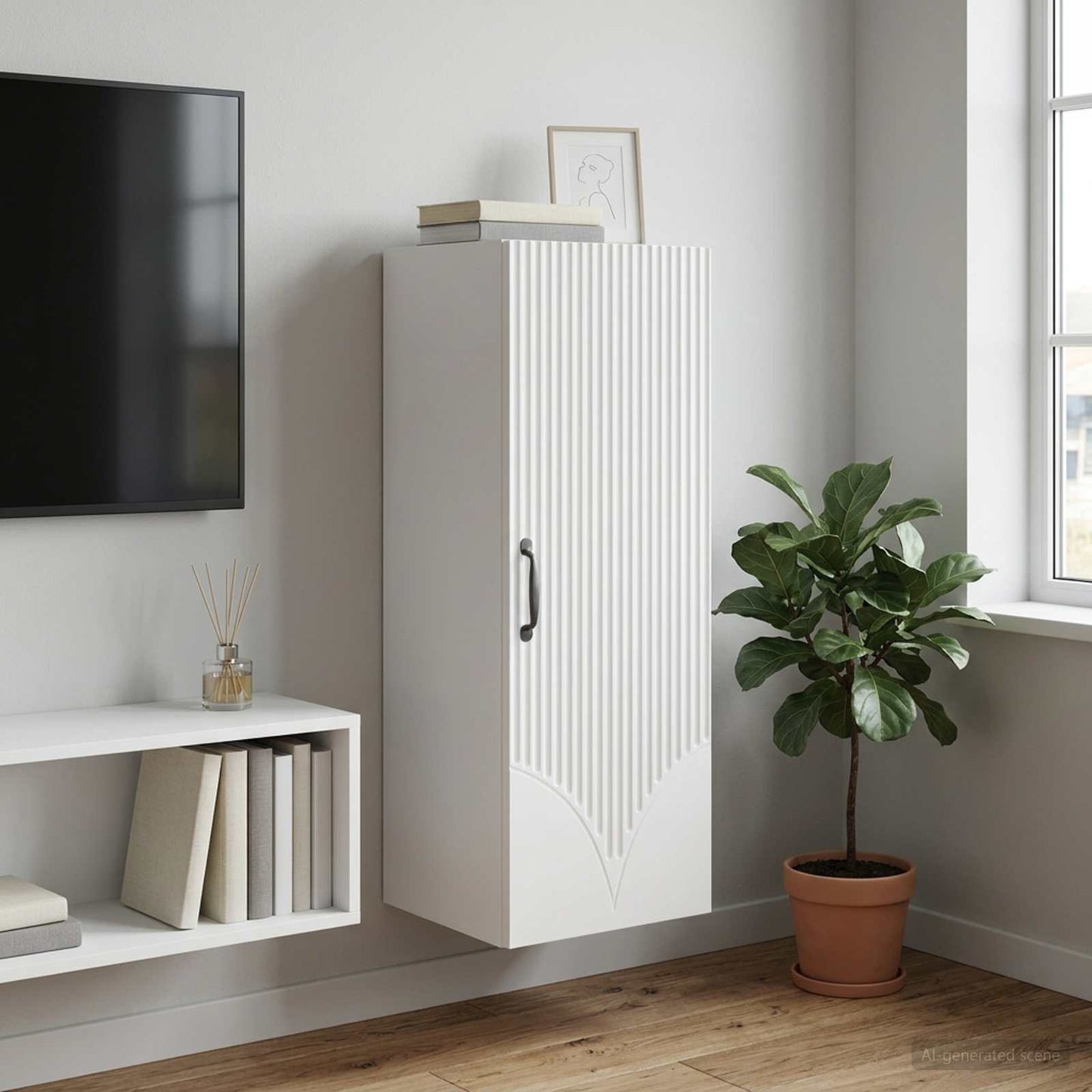 vidaXL Wall-Mounted Cabinet White 33 x 34.5 x 90 cm Engineered Wood 1