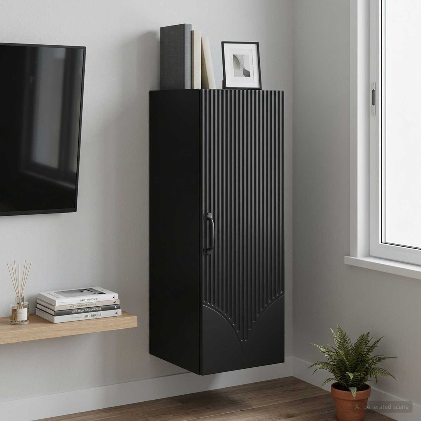 vidaXL Wall-Mounted Cabinet 33 x 34.5 x 90 cm Engineered Wood Black 1
