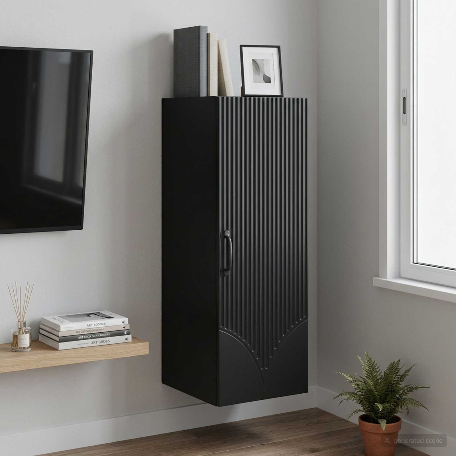 vidaXL Wall-Mounted Cabinet 33 x 34.5 x 90 cm Engineered Wood Black 1