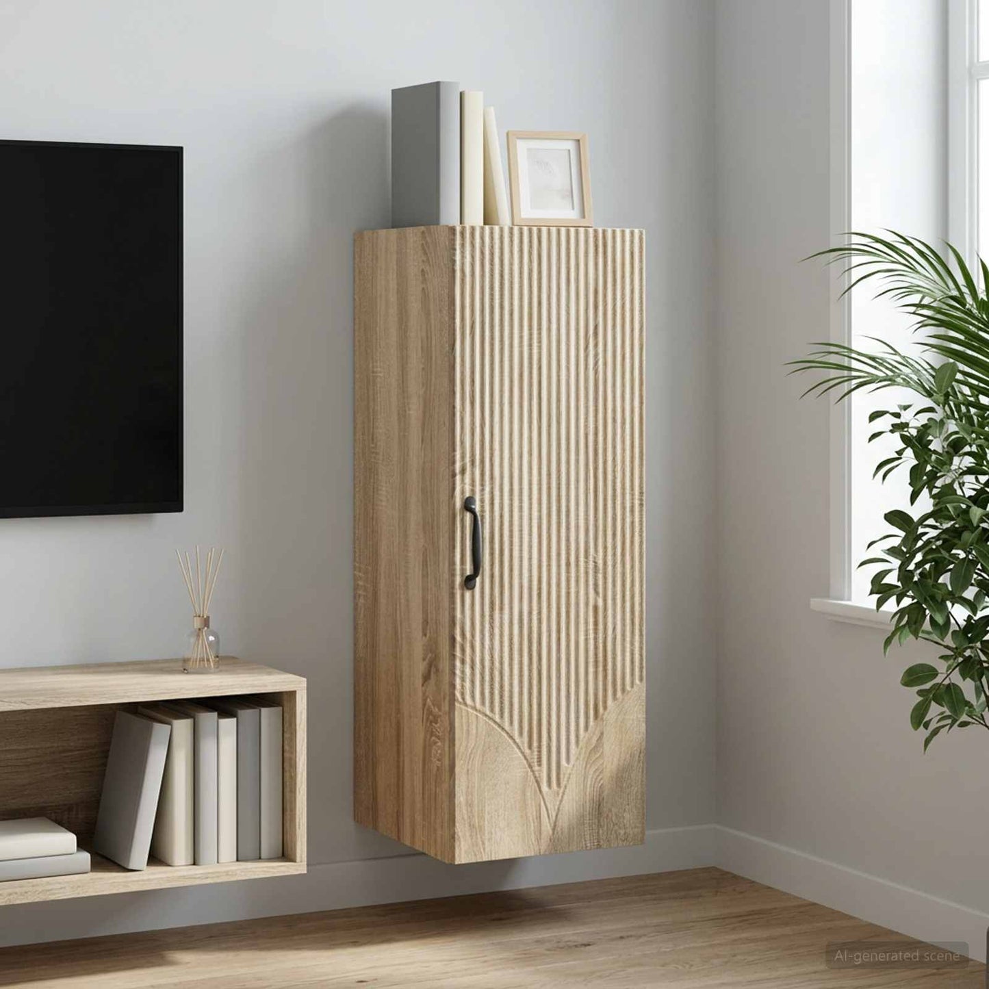 vidaXL Wall-Mounted Cabinet 33 x 34.5 x 90 cm Engineered Wood 1
