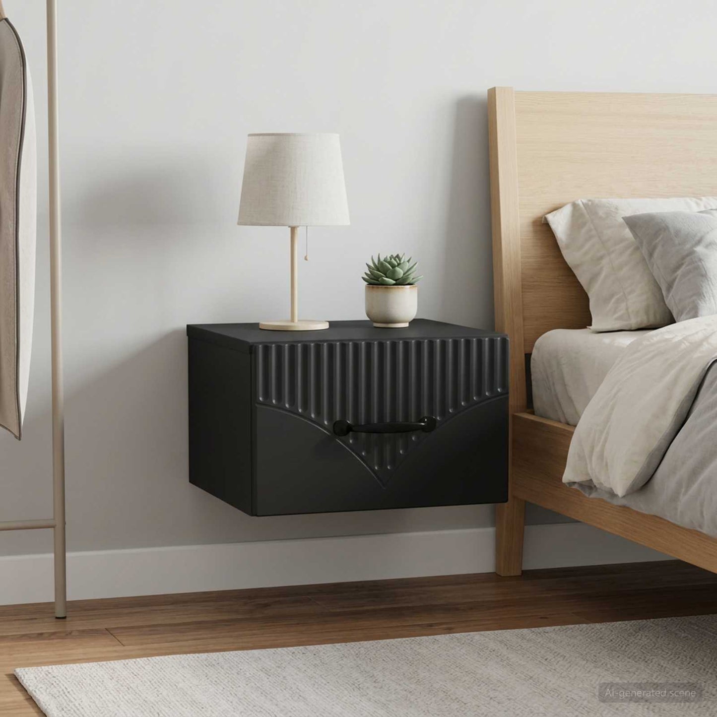 vidaXL Wall-Mounted Bedside Cabinet 2 pcs Black 34.5 x 33 x 20 cm 4