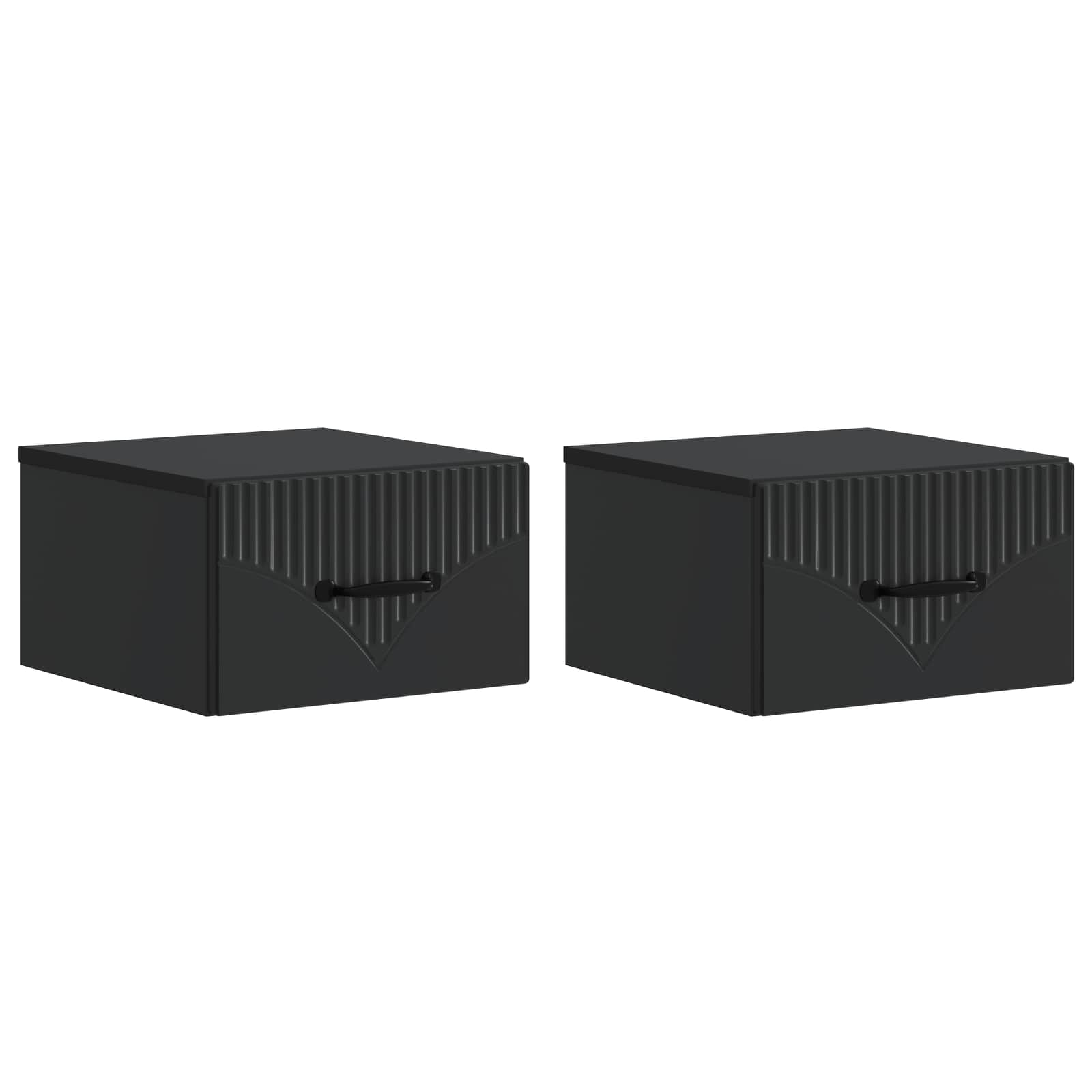 vidaXL Wall-Mounted Bedside Cabinet 2 pcs Black 34.5 x 33 x 20 cm 2