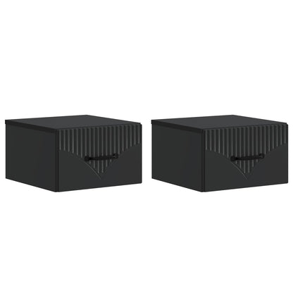 vidaXL Wall-Mounted Bedside Cabinet 2 pcs Black 34.5 x 33 x 20 cm 2