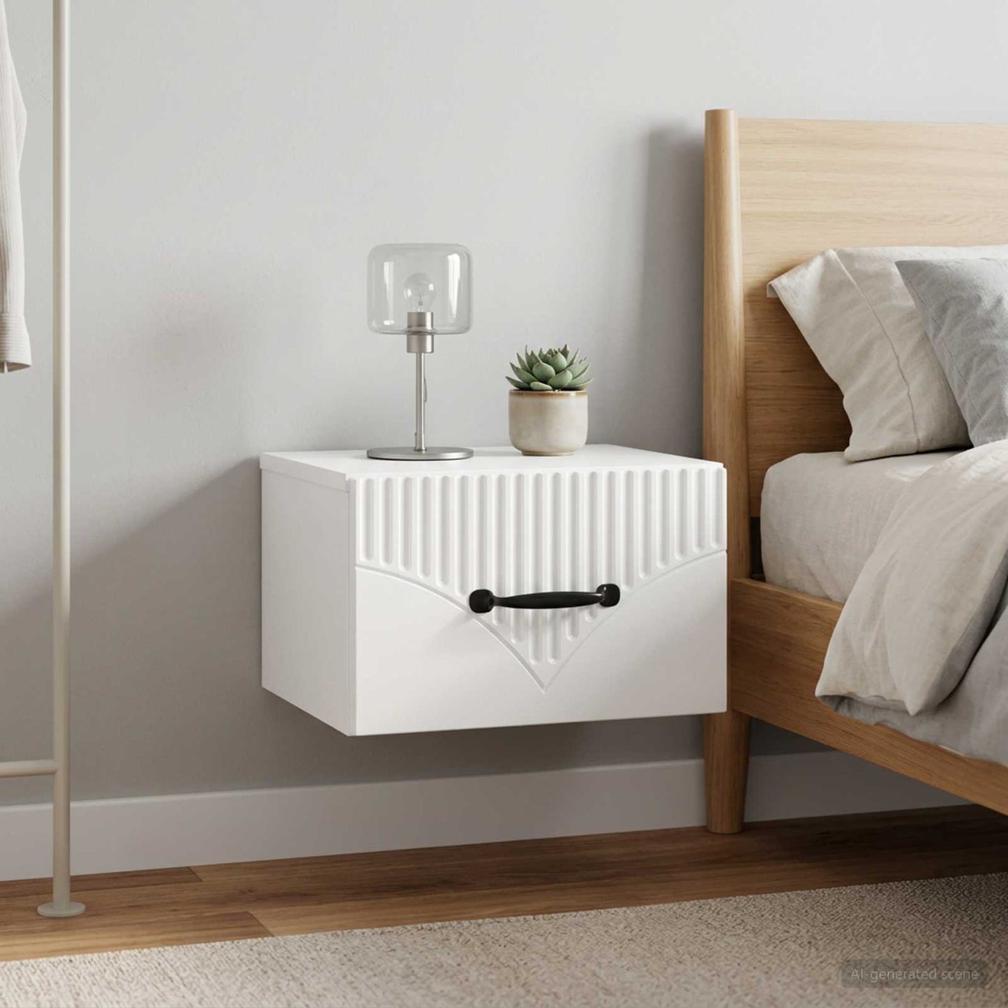 vidaXL Wall-Mounted Bedside Cabinet 2 pcs High Gloss White 4
