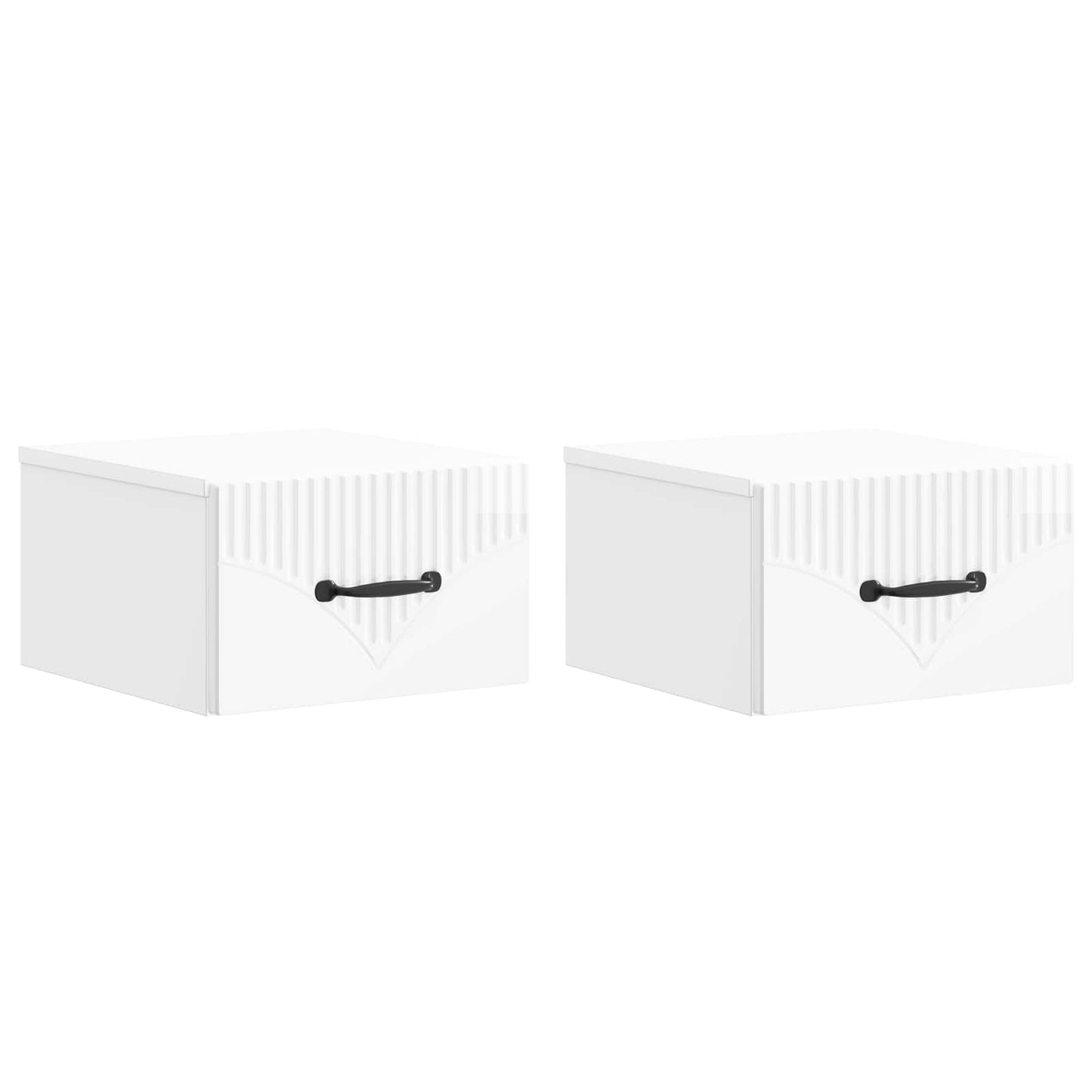 vidaXL Wall-Mounted Bedside Cabinet 2 pcs High Gloss White 2