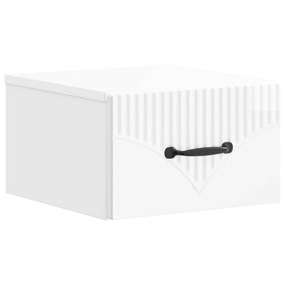 vidaXL Wall-Mounted Bedside Cabinet 2 pcs High Gloss White 5