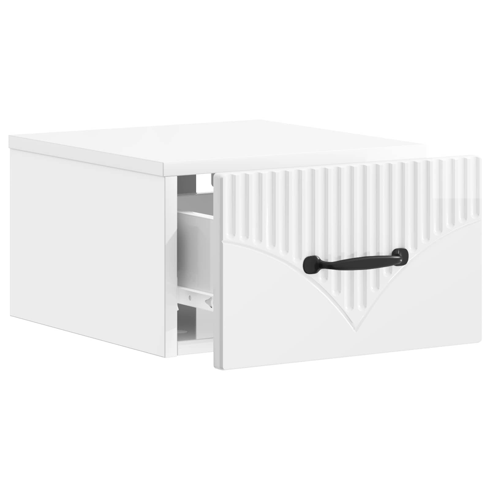 vidaXL Wall-Mounted Bedside Cabinet 2 pcs High Gloss White 6