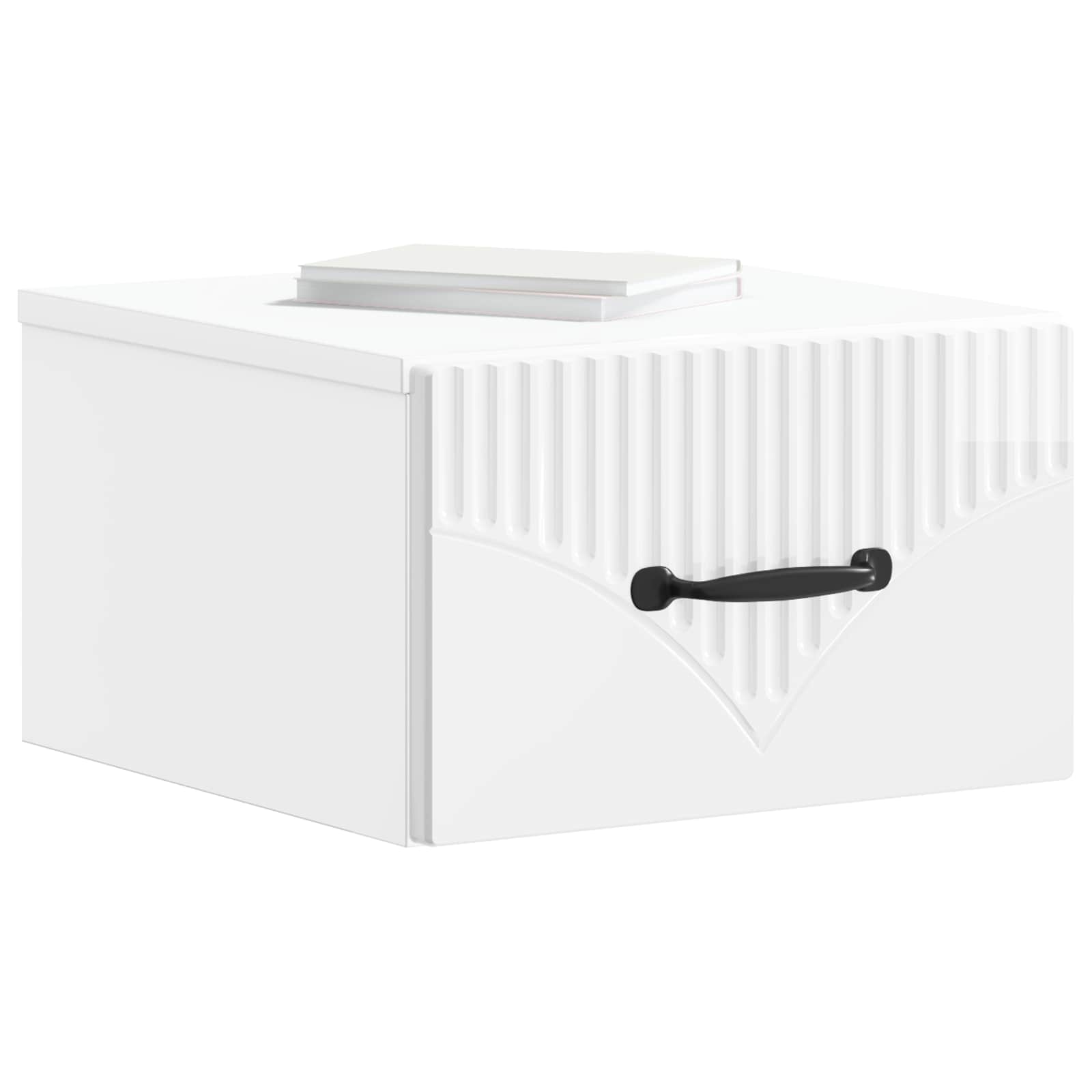 vidaXL Wall-Mounted Bedside Cabinet 2 pcs High Gloss White 3
