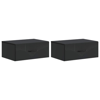 vidaXL Wall-Mounted Bedside Cabinet 2 pcs Black 49 x 34.5 x 20 cm 2