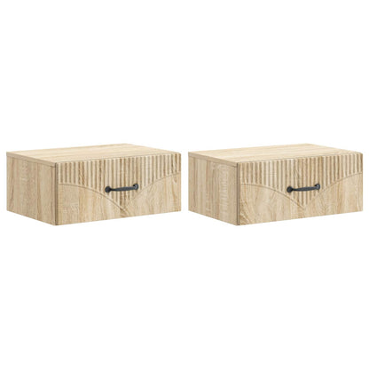 vidaXL Wall-Mounted Bedside Cabinet 2 pcs Sonoma Oak 49 x 34.5 x 20 cm 2