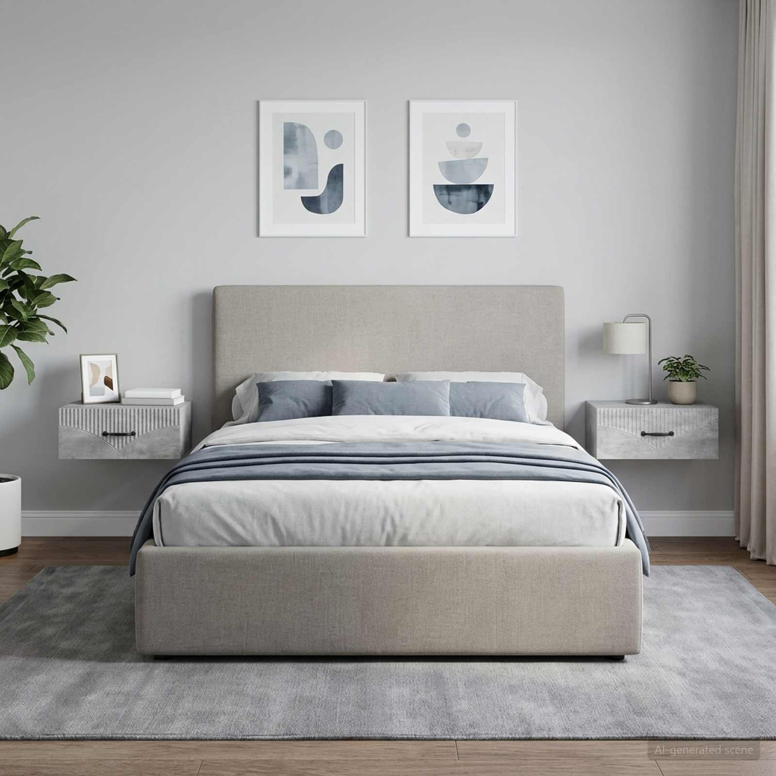 vidaXL Wall-Mounted Bedside Cabinet 2 pcs Concrete Grey 4