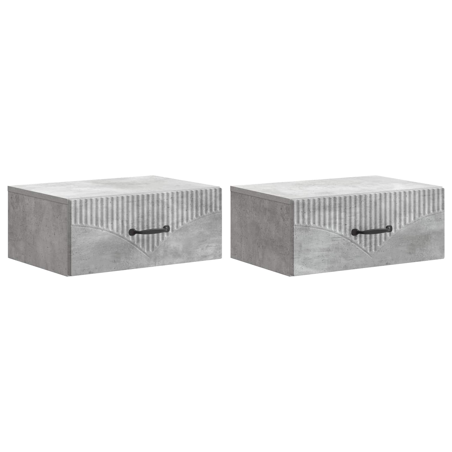 vidaXL Wall-Mounted Bedside Cabinet 2 pcs Concrete Grey 2