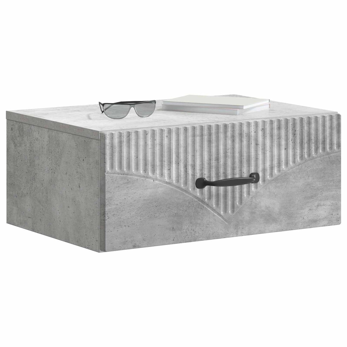 vidaXL Wall-Mounted Bedside Cabinet 2 pcs Concrete Grey 3