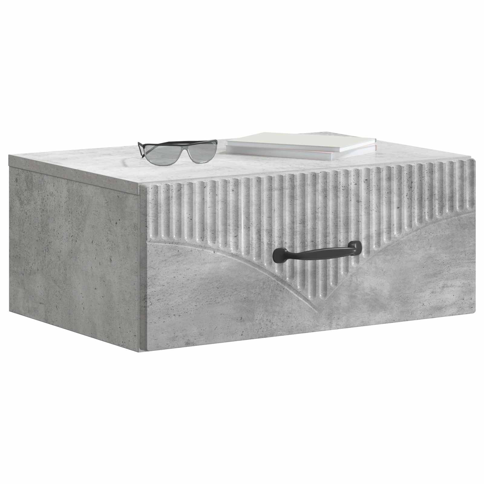vidaXL Wall-Mounted Bedside Cabinet 2 pcs Concrete Grey 3