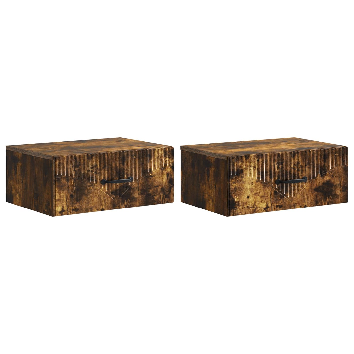 vidaXL Wall-Mounted Bedside Cabinet 2 pcs Smoked Oak 49 x 34.5 x 20 cm 2