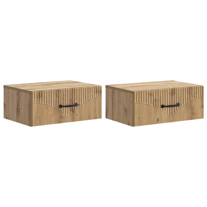 vidaXL Wall-Mounted Bedside Cabinet 2 pcs Artisan Oak 2
