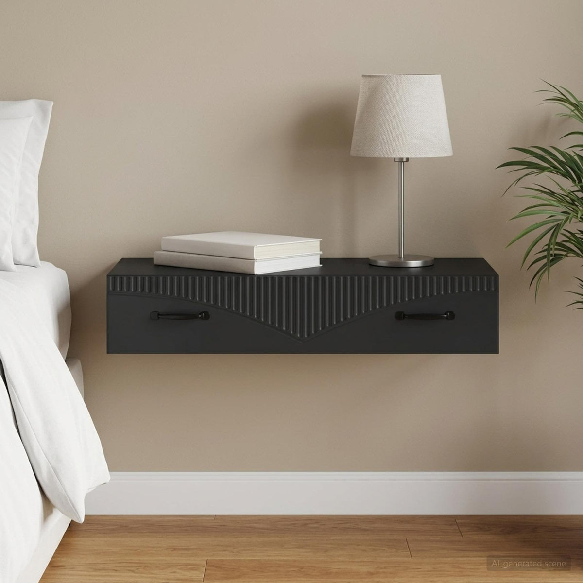 Wall-Mounted Side Table 59 x 34.5 x 17 cm Engineered Wood Black