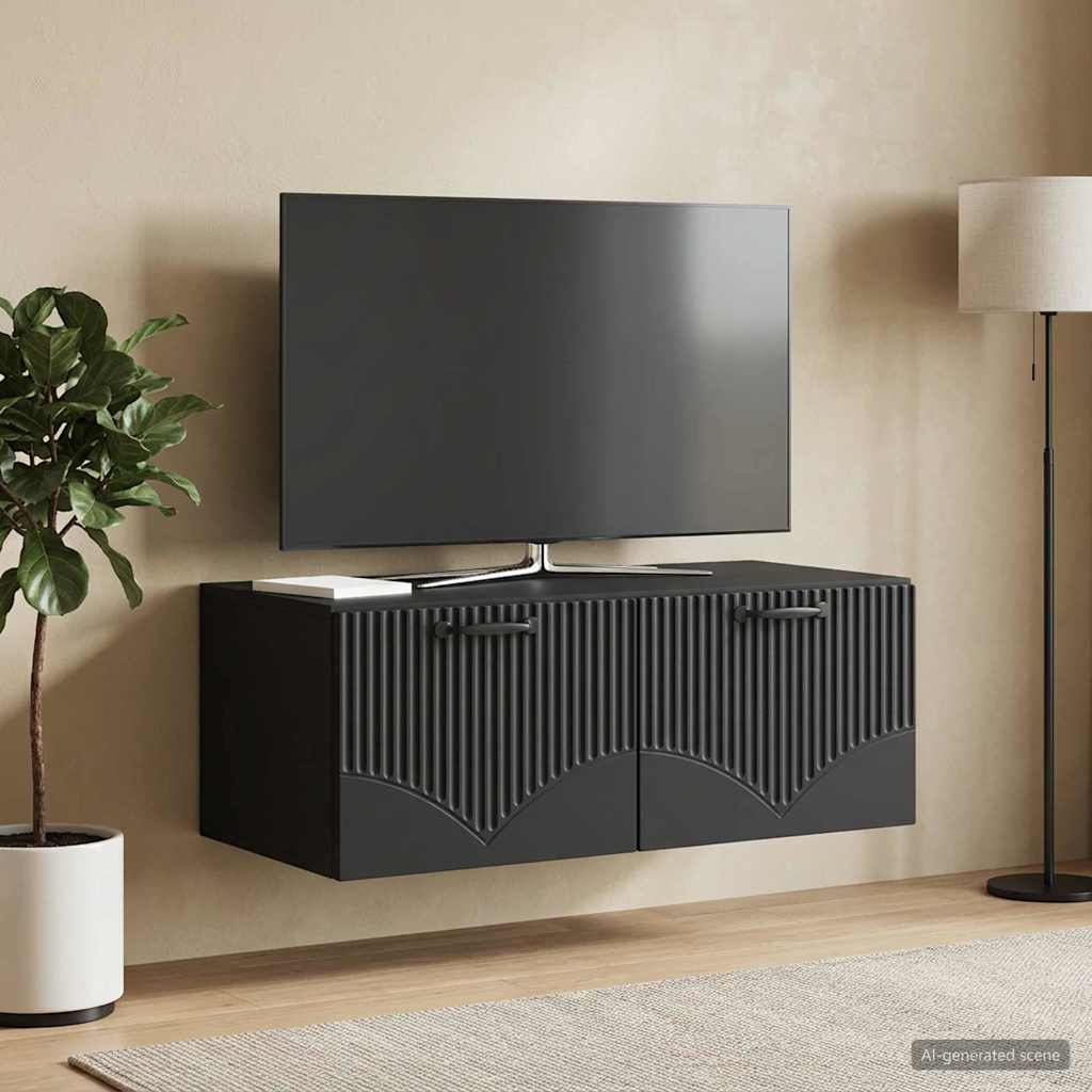 vidaXL Wall-Mounted TV Cabinet Black 78.5 x 41 x 30 cm Engineered Wood 4