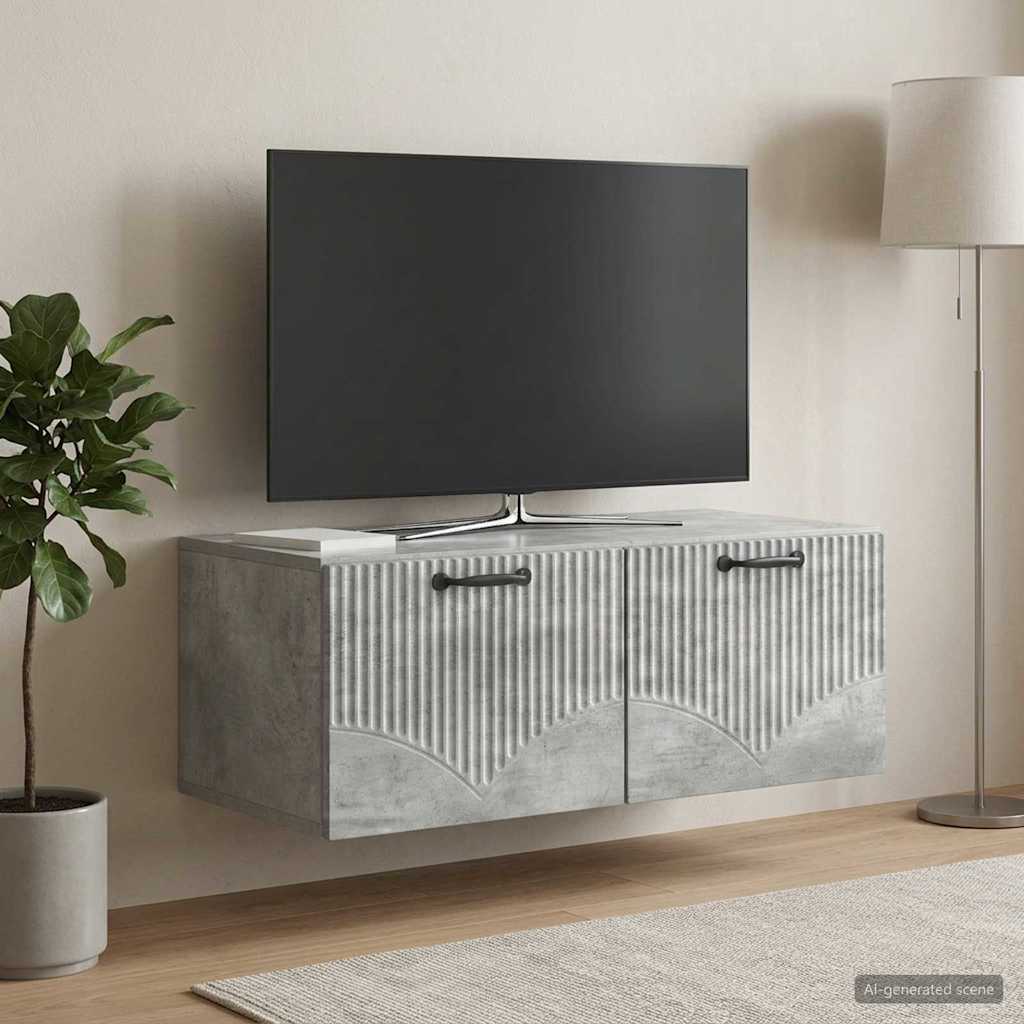 vidaXL Wall-Mounted TV Cabinet Concrete Grey 78.5 x 41 x 30 cm 4
