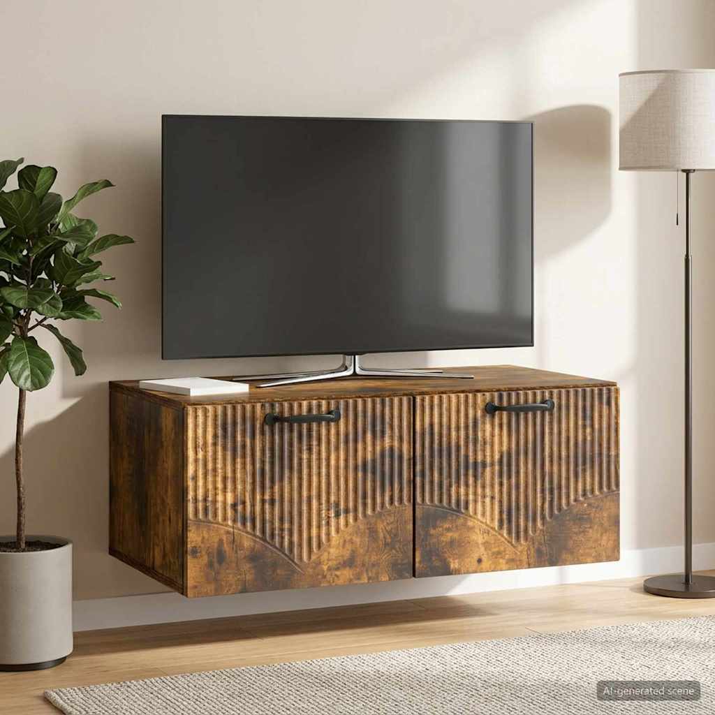 vidaXL Wall-Mounted TV Cabinet Smoked Oak 78.5 x 41 x 30 cm 1