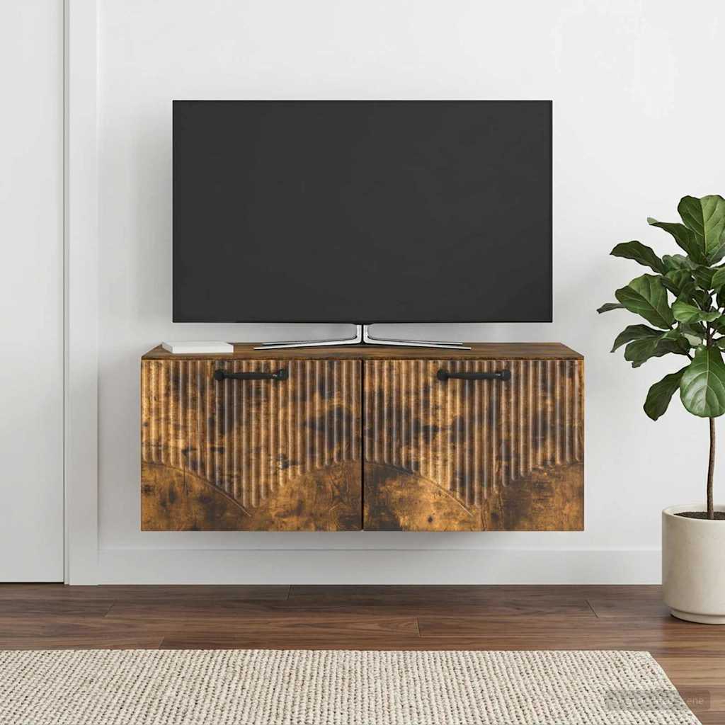 vidaXL Wall-Mounted TV Cabinet Smoked Oak 78.5 x 41 x 30 cm 4