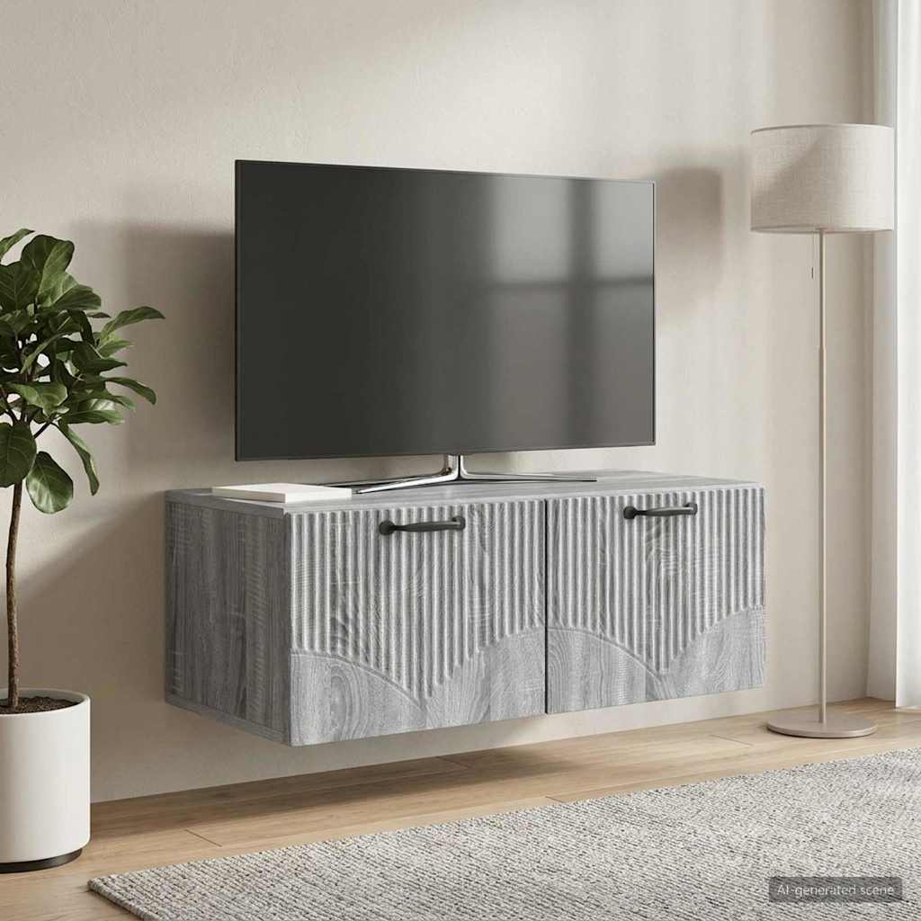 vidaXL Wall-Mounted TV Cabinet Grey Sonoma 78.5 x 41 x 30 cm 4