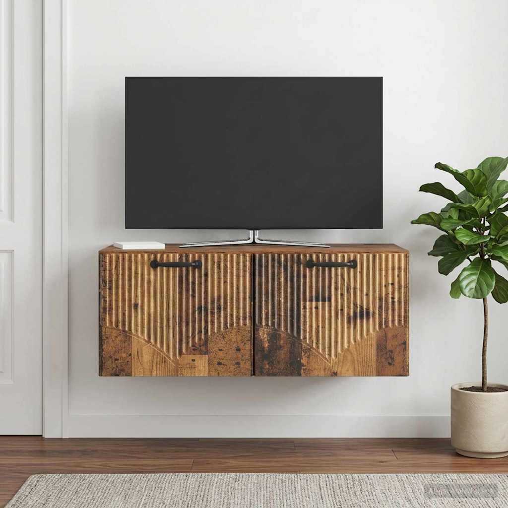 vidaXL Wall-Mounted TV Cabinet Old Wood 78.5 x 41 x 30 cm 4