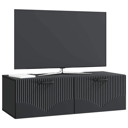 vidaXL Wall-Mounted TV Cabinet Black 98 x 41 x 30 cm Engineered Wood 3