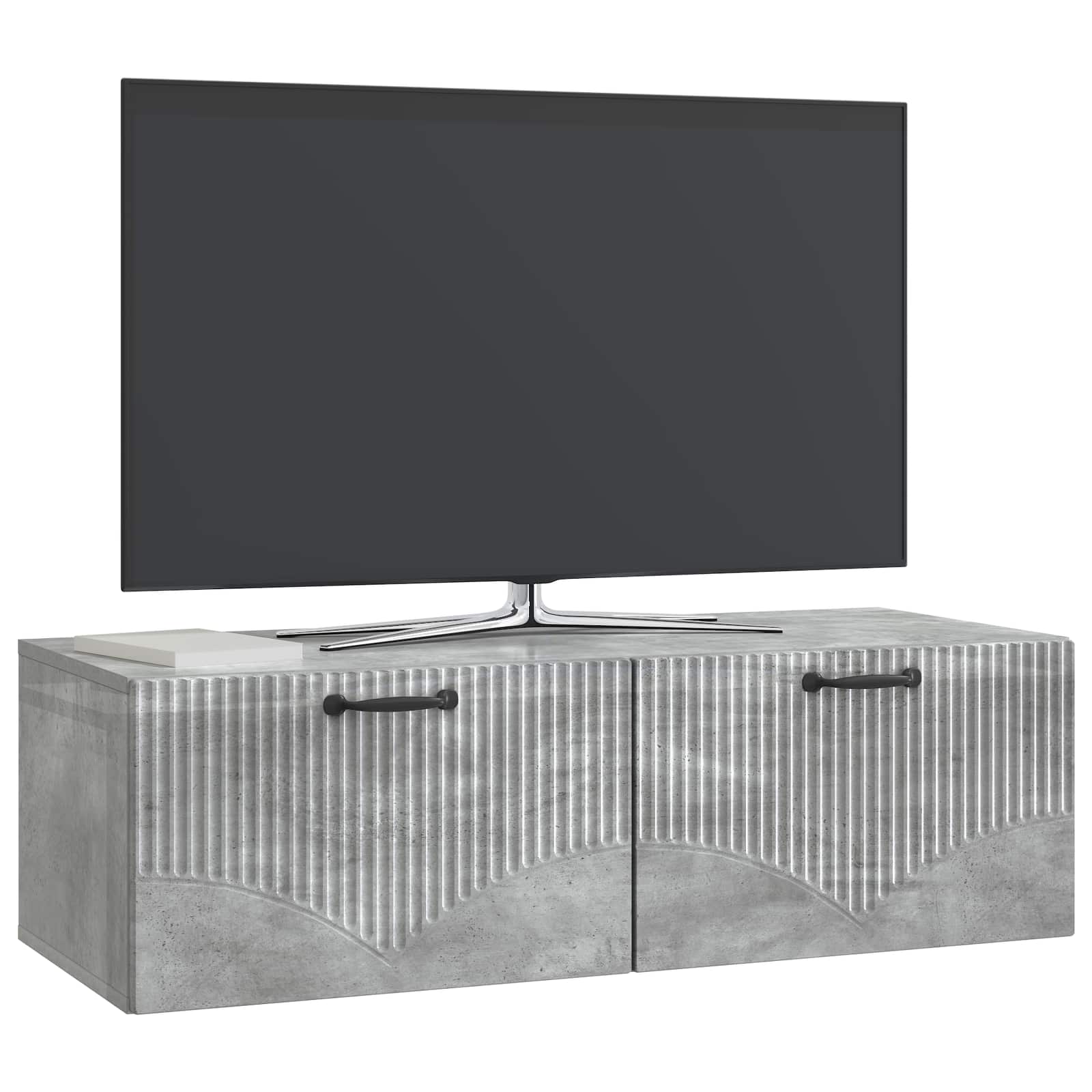 vidaXL Wall-Mounted TV Cabinet Concrete Grey 98 x 41 x 30 cm 3