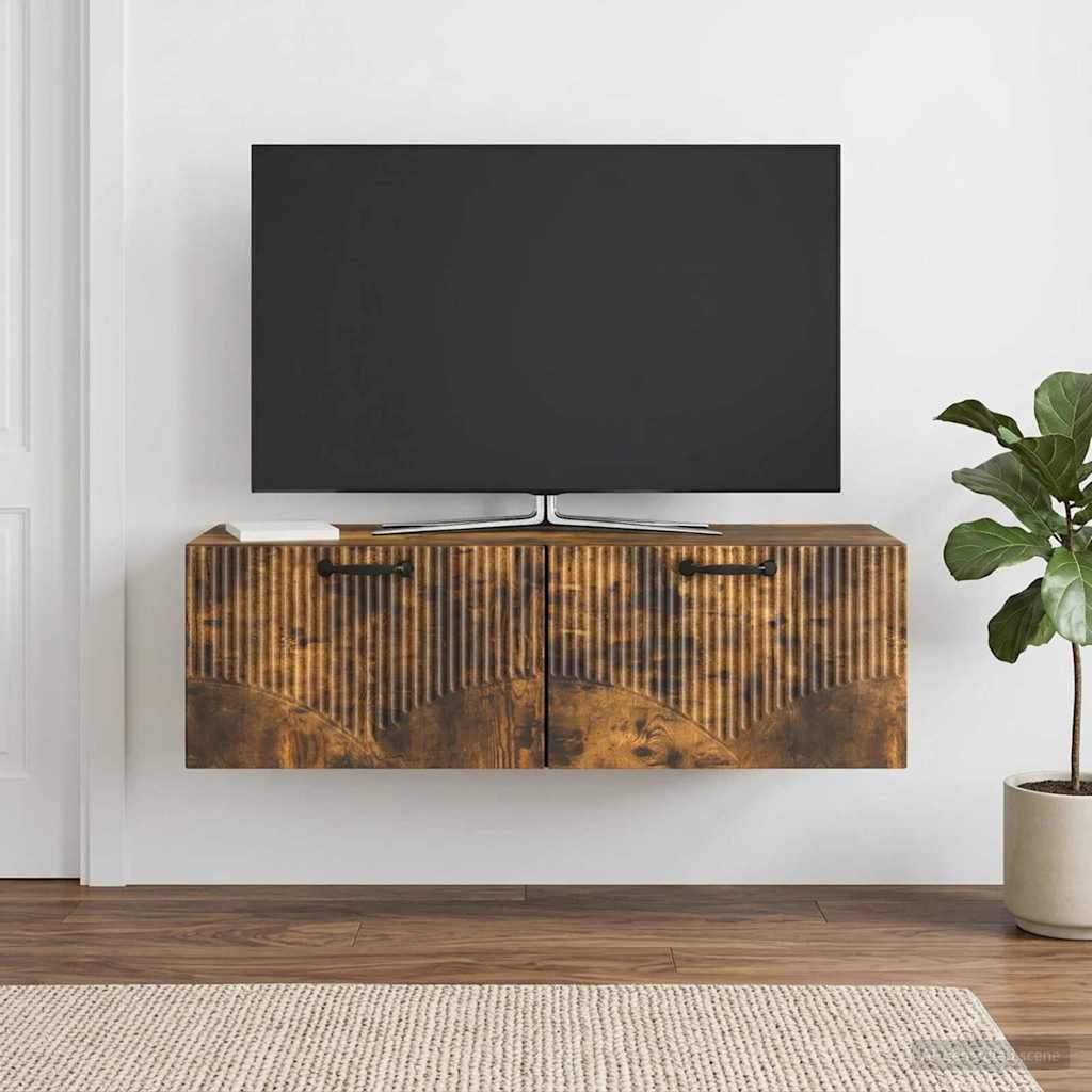 vidaXL Wall-Mounted TV Cabinet Smoked Oak 98 x 41 x 30 cm 4