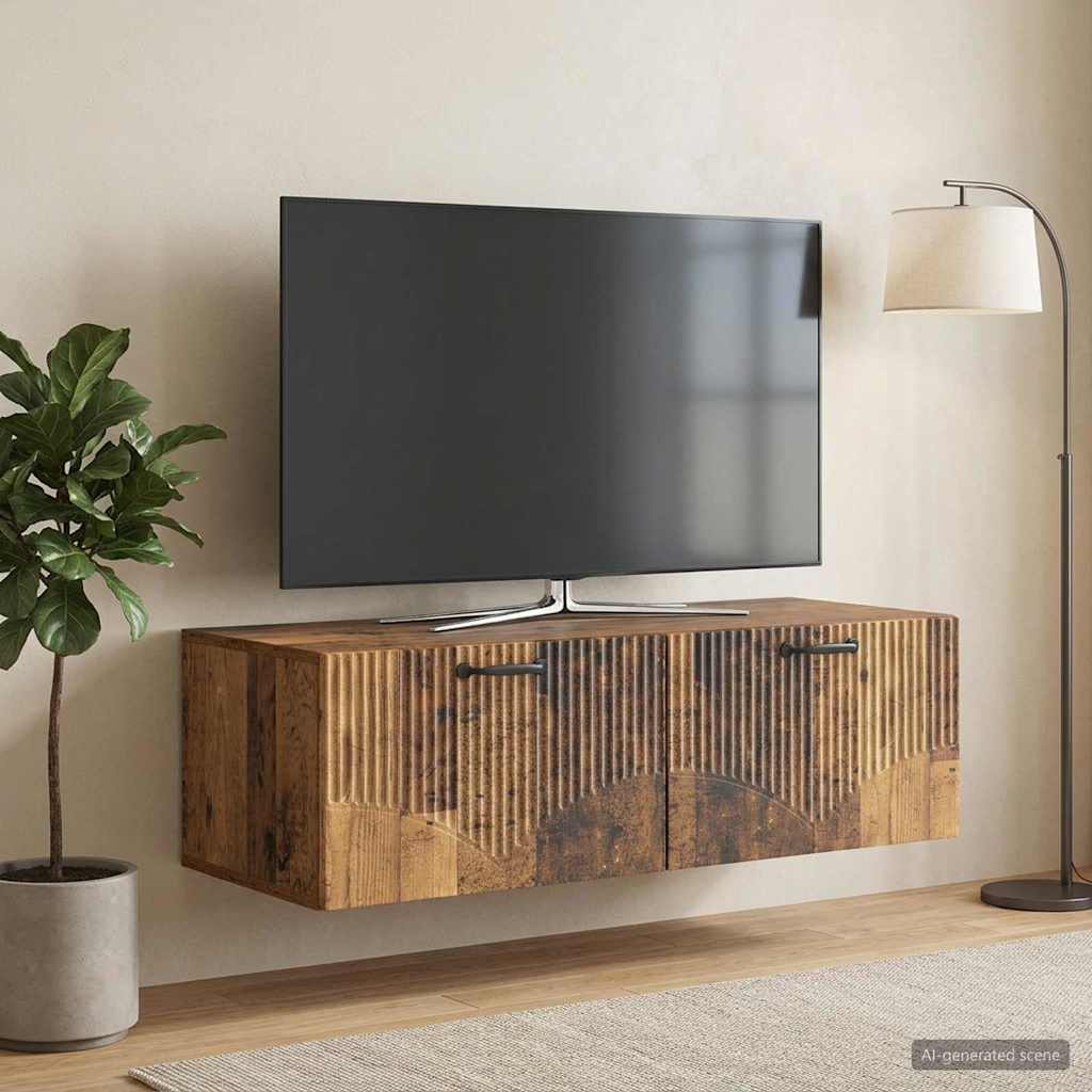 vidaXL Wall-Mounted TV Cabinet Old Wood 98 x 41 x 30 cm 4