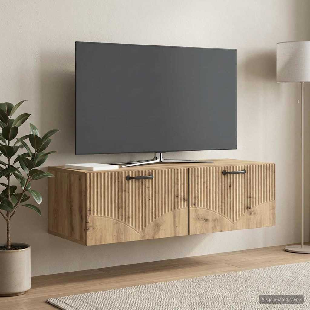 vidaXL Wall-Mounted TV Cabinet 98 x 41 x 30 cm Artisan Oak 1