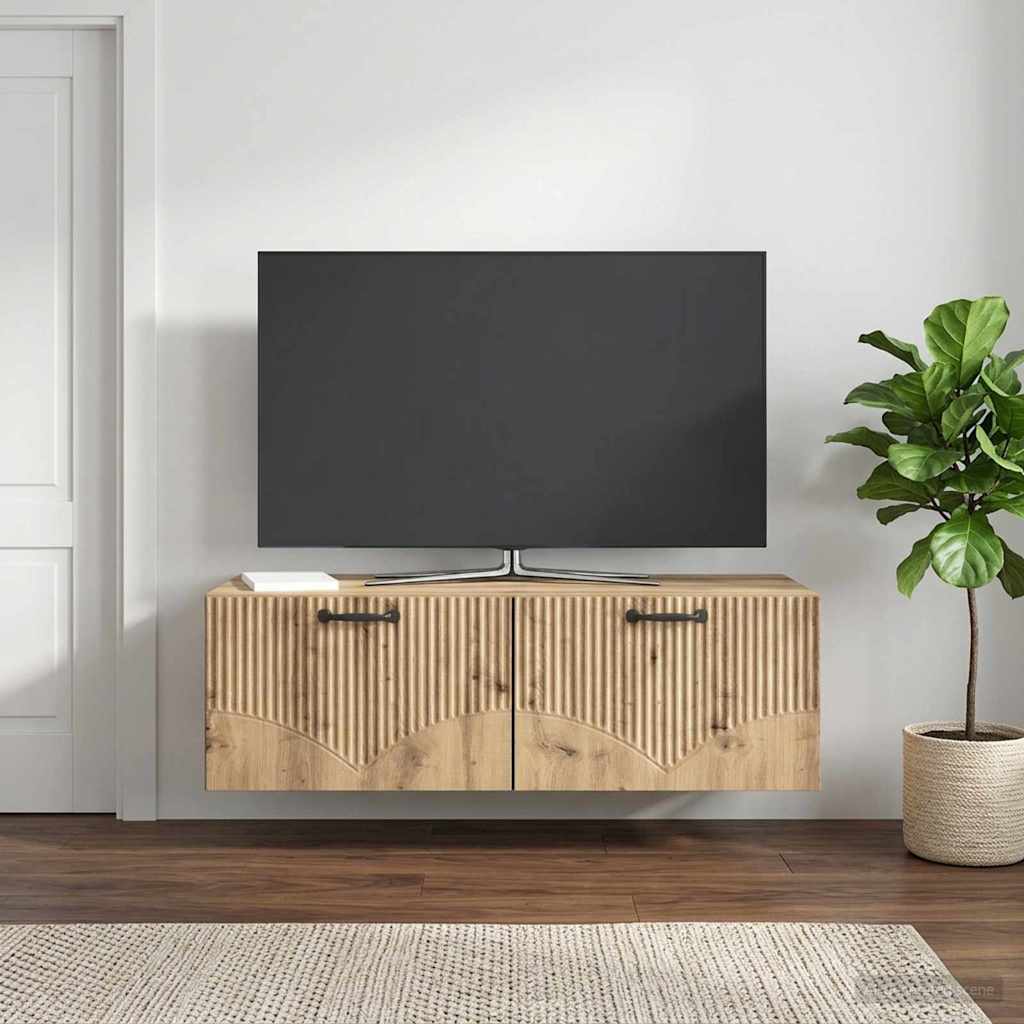 vidaXL Wall-Mounted TV Cabinet 98 x 41 x 30 cm Artisan Oak 4